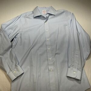 Brooks Brothers Mens 16 1/2-35 Madison Fit Non-Iron Stretch Dress Shirt Blue